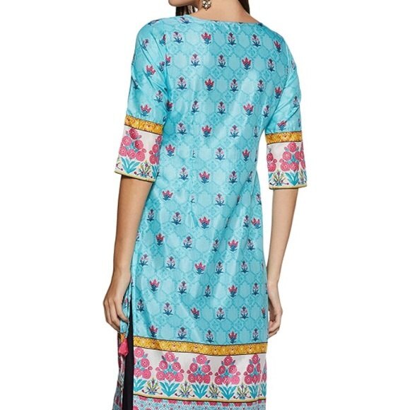 Aurelia XXL Blue Pink Kurta Beautiful Sheer Indian Attire - Picture 3 of 14